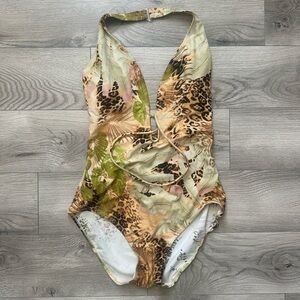 Animal Print Halter Swimsuit